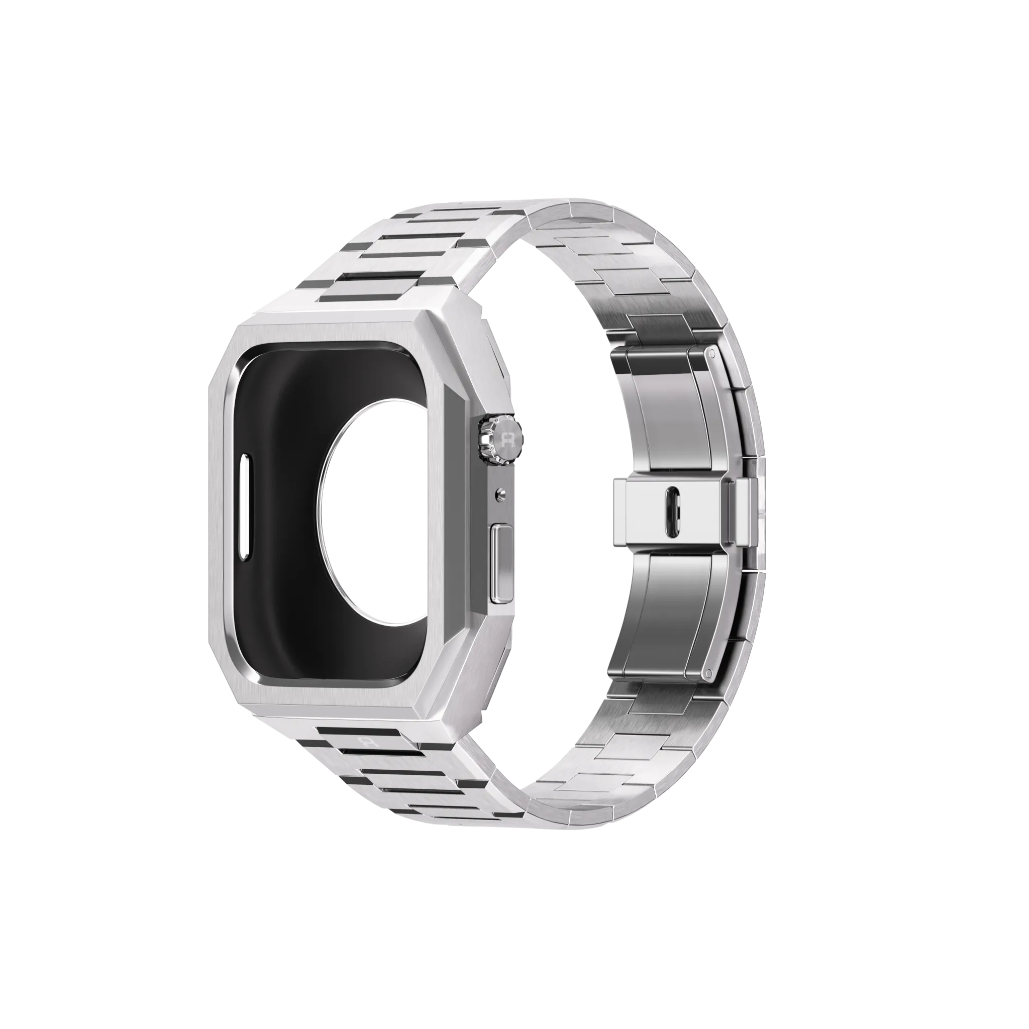 Reqior Apple Watch 45mm case met stalen band 'Nautilus' (zilver)