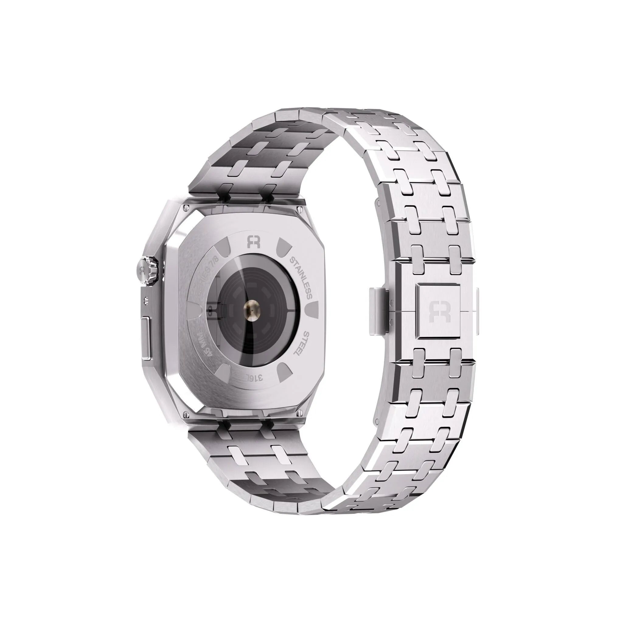 Reqior Apple Watch 45mm Kast met Stalen Band (Zilver)
