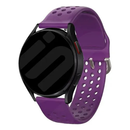 Breathable Silicone Strap, purple, on a watch, 3/4 rear view