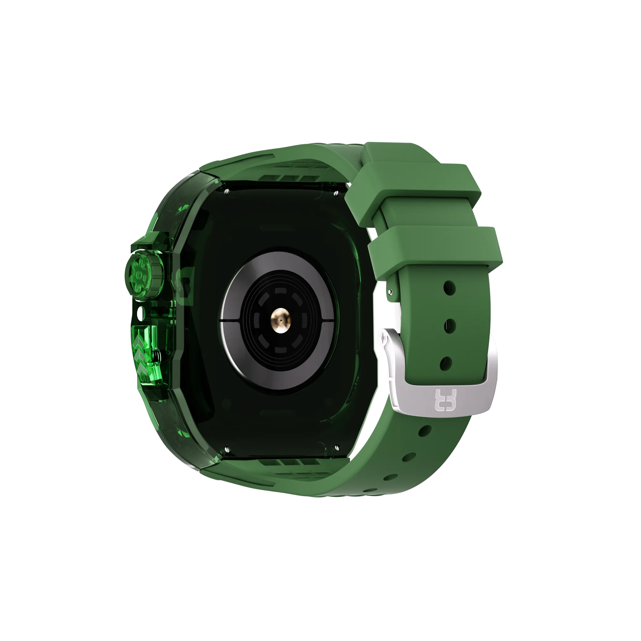 Reqior Apple Watch 45mm Polymer Hülle mit integriertem Gummi-Armband (Grün)