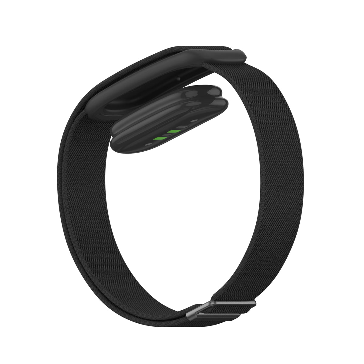 Nylon Elastic Strap, black, on a watch, 3/4 rear view
