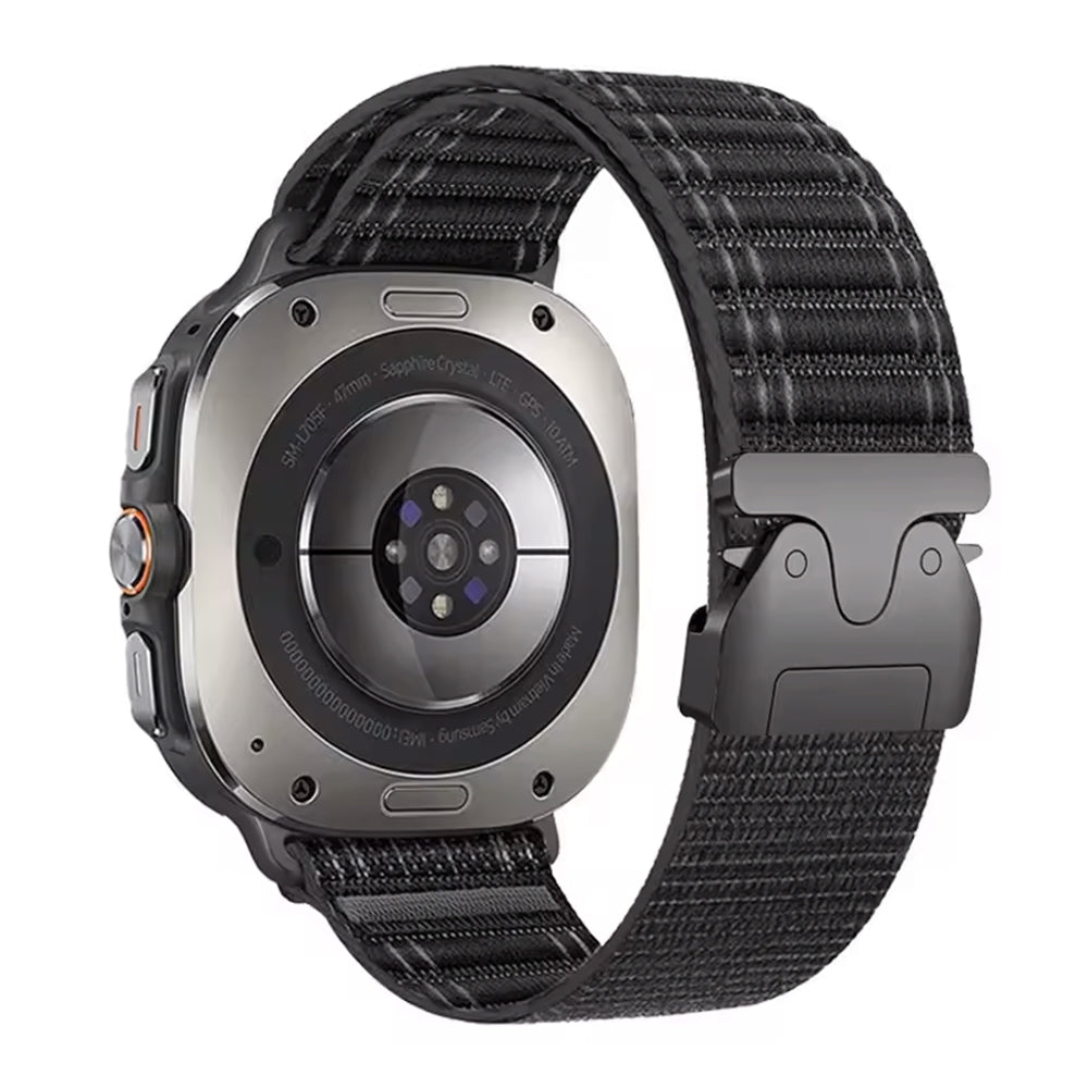 Samsung Galaxy Watch Ultra Wave Nylonarmband mit P-Schnalle (Schwarz)