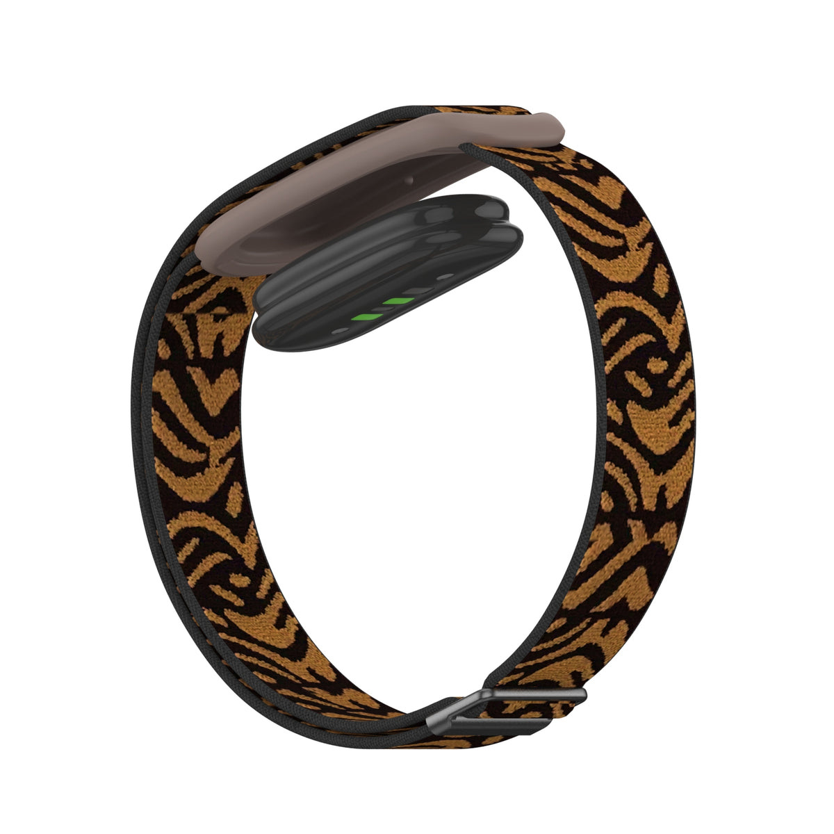 Nylon Elastic Strap, leopard, on a watch, 3/4 rear view