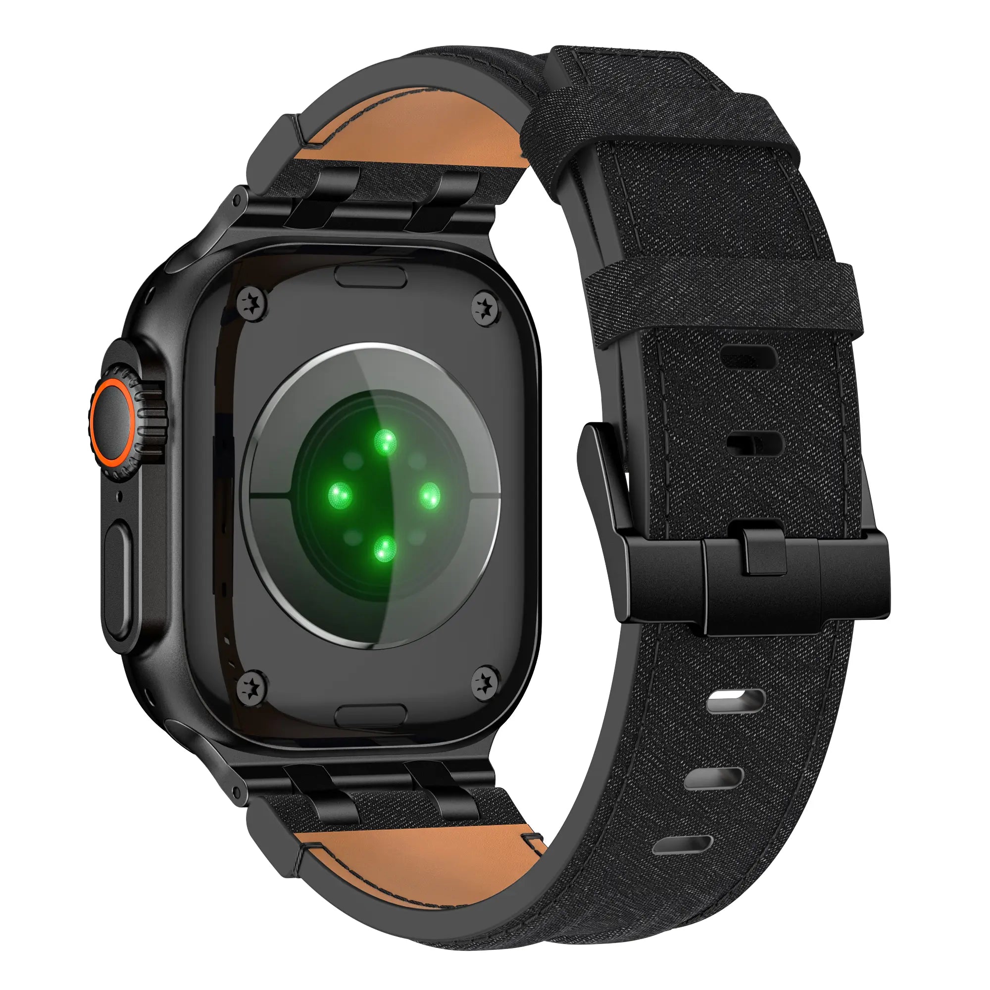 Apple Watch Denim Lederarmband (Schwarz)