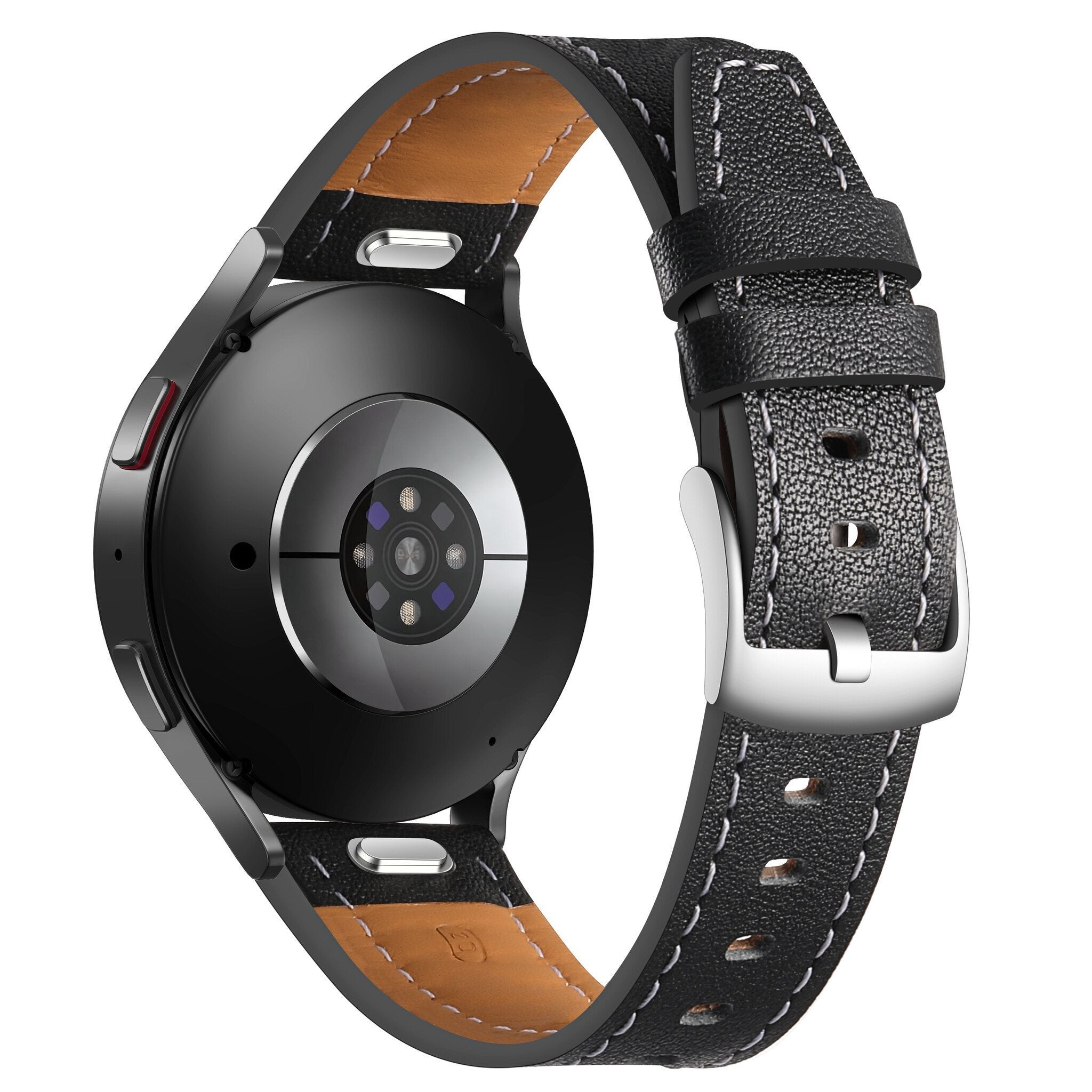 Samsung Galaxy Watch 4 - 44mm 'One Push' Leather Strap (Black)
