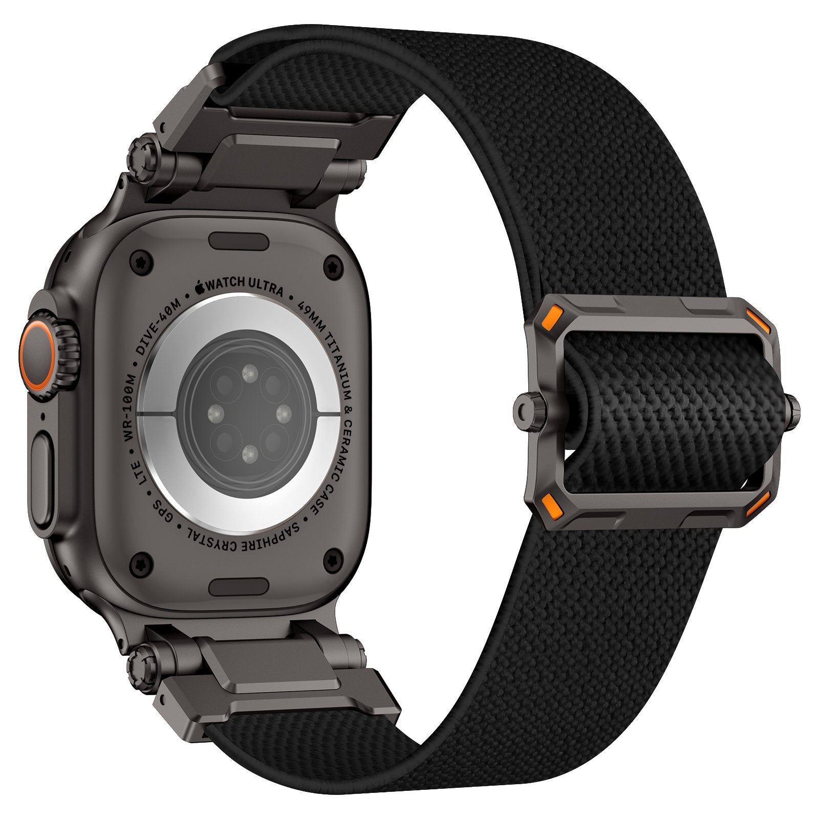 Bracelet polyester 'Explorer' Apple Watch Ultra (noir avec noir)