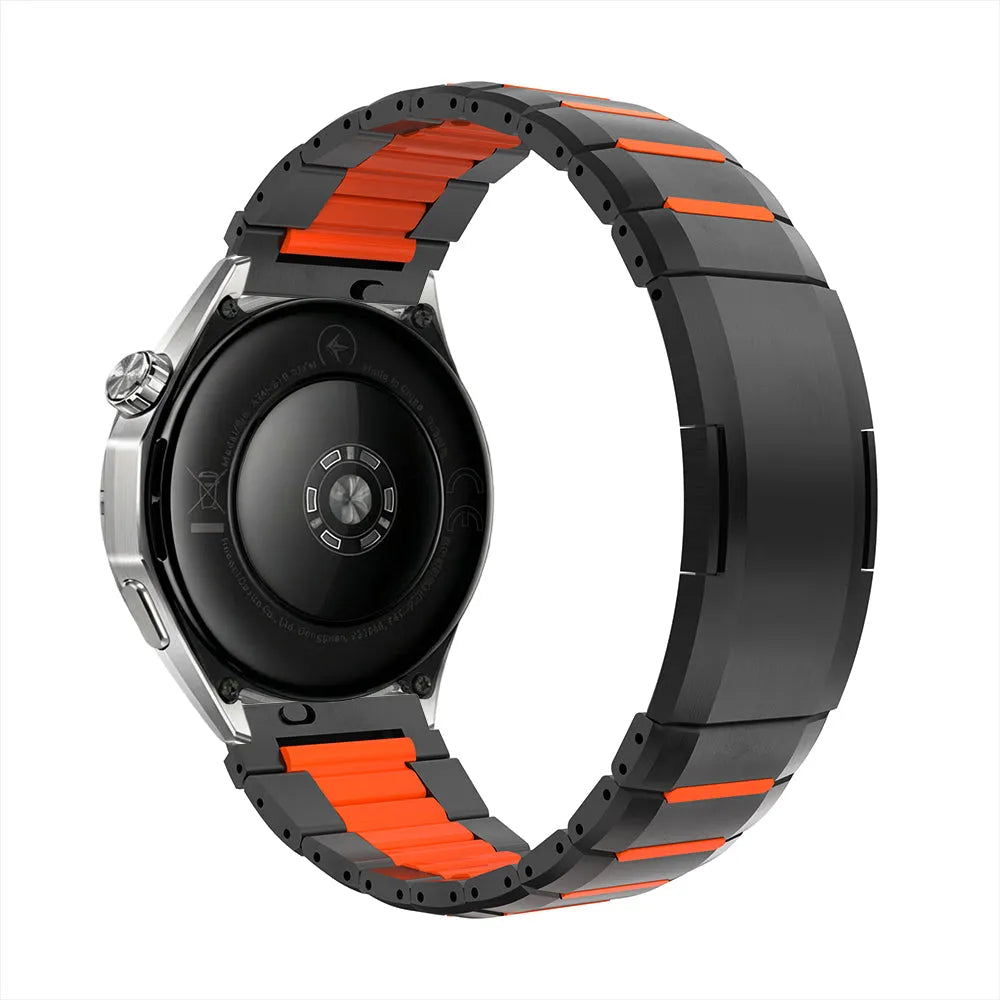 Polar Grit X 'One Push' Steel Hybrid Strap (Black/Orange)