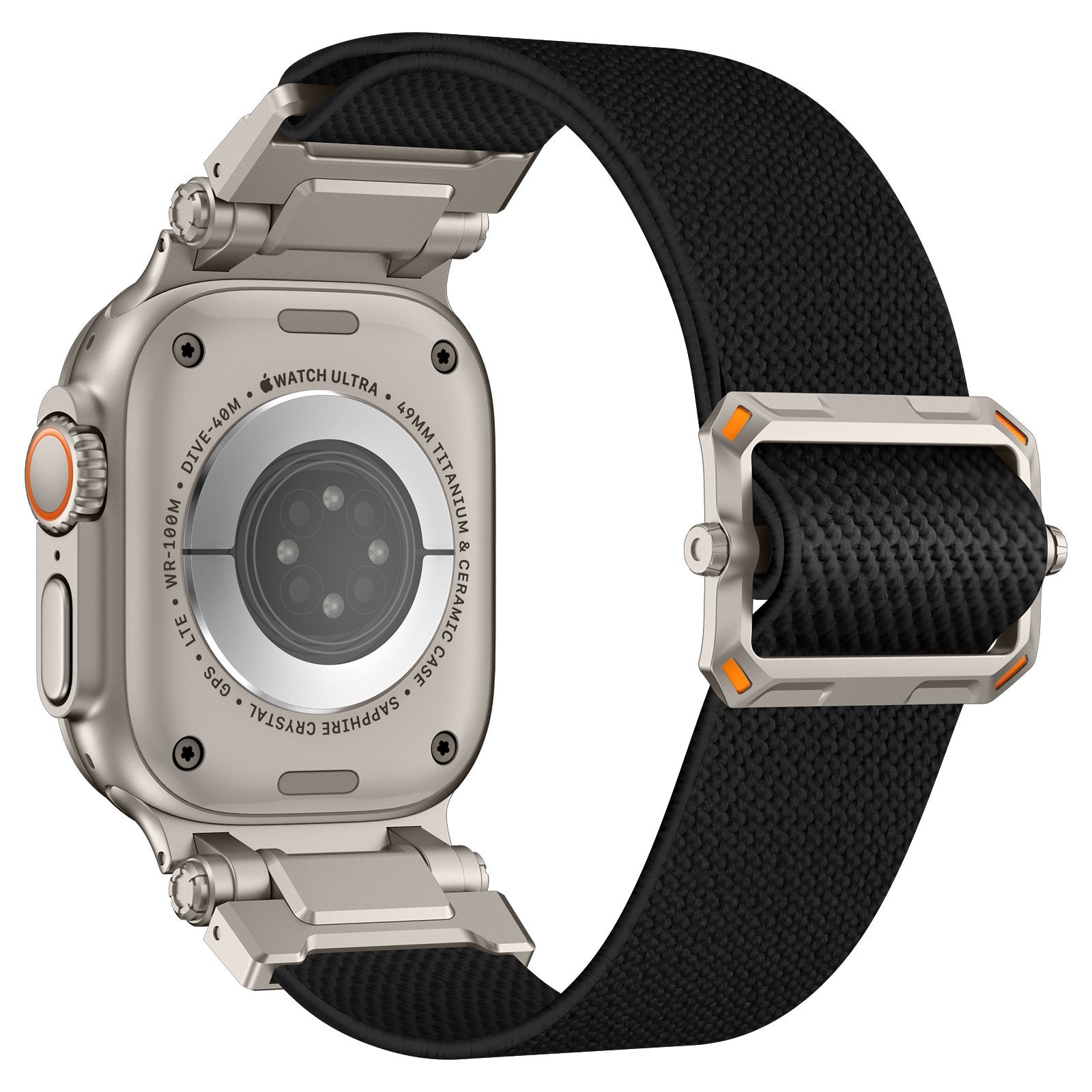 Bracelet polyester 'Explorer' Apple Watch Ultra (noir avec titane)