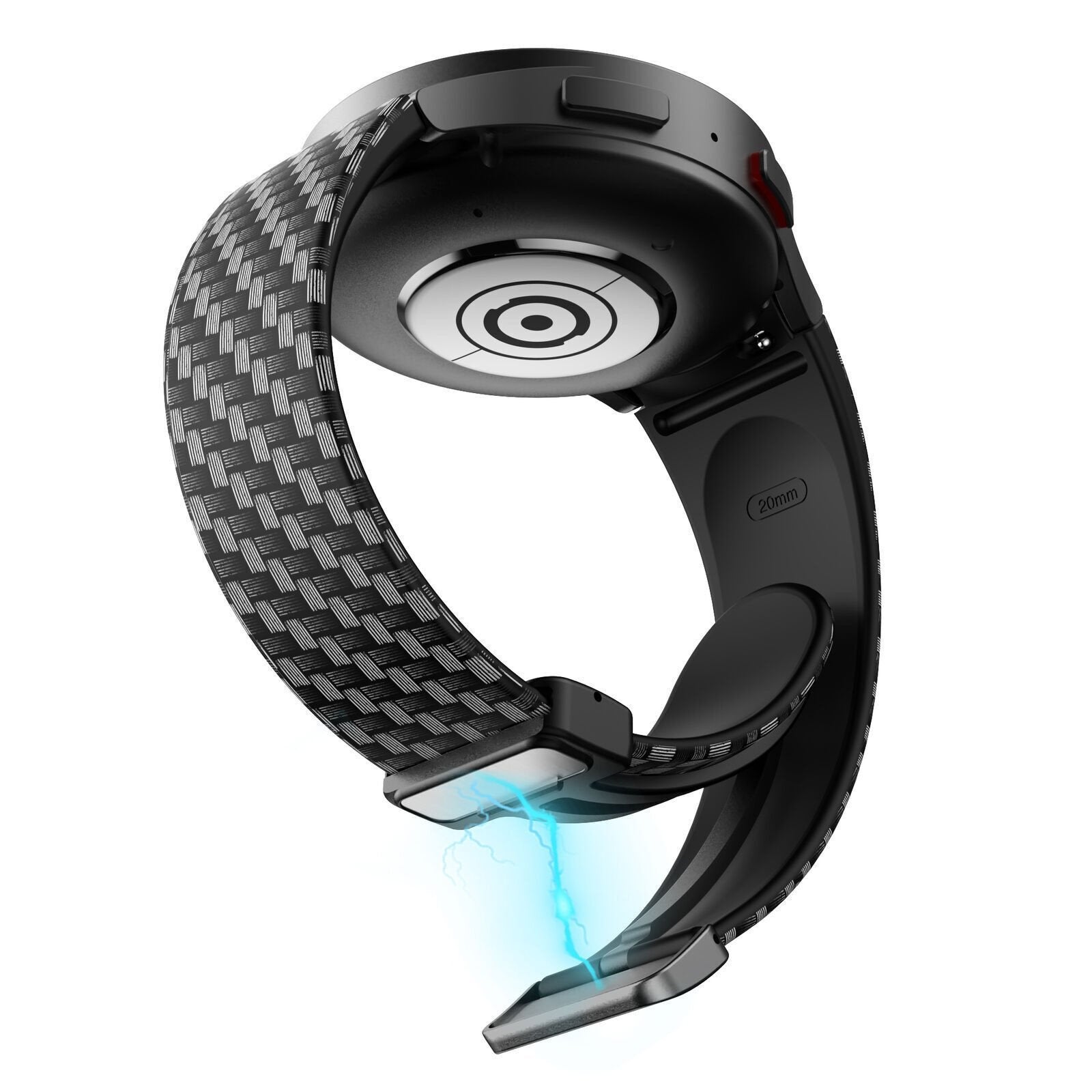 Silicone Magnetic Patterned Strap, on a watch, 3/4 rear view