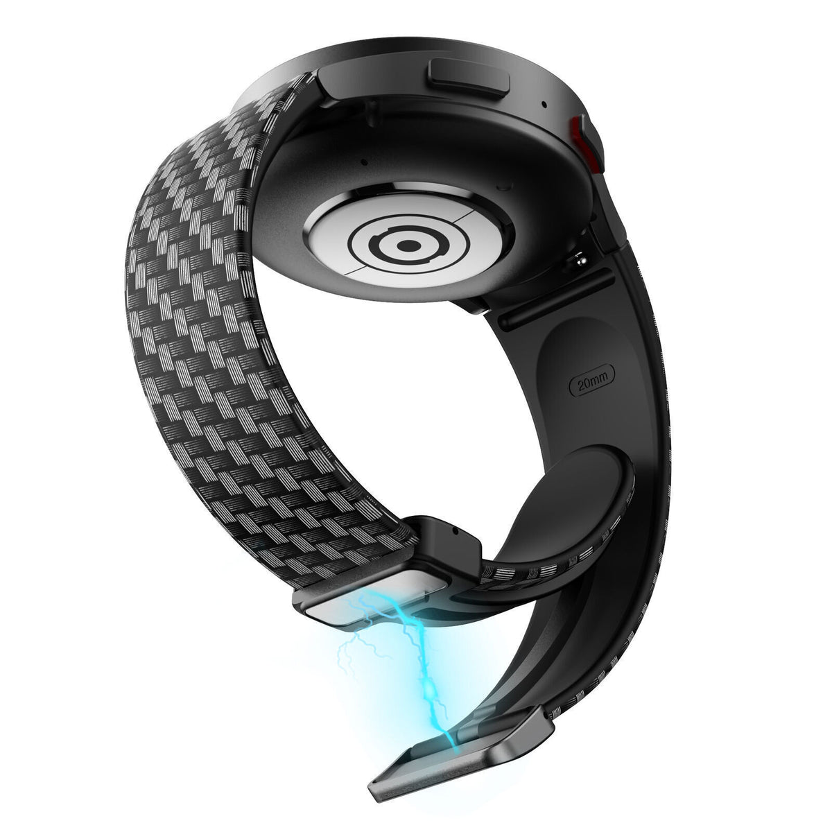 Silicone Magnetic Patterned Strap, on a watch, 3/4 rear view