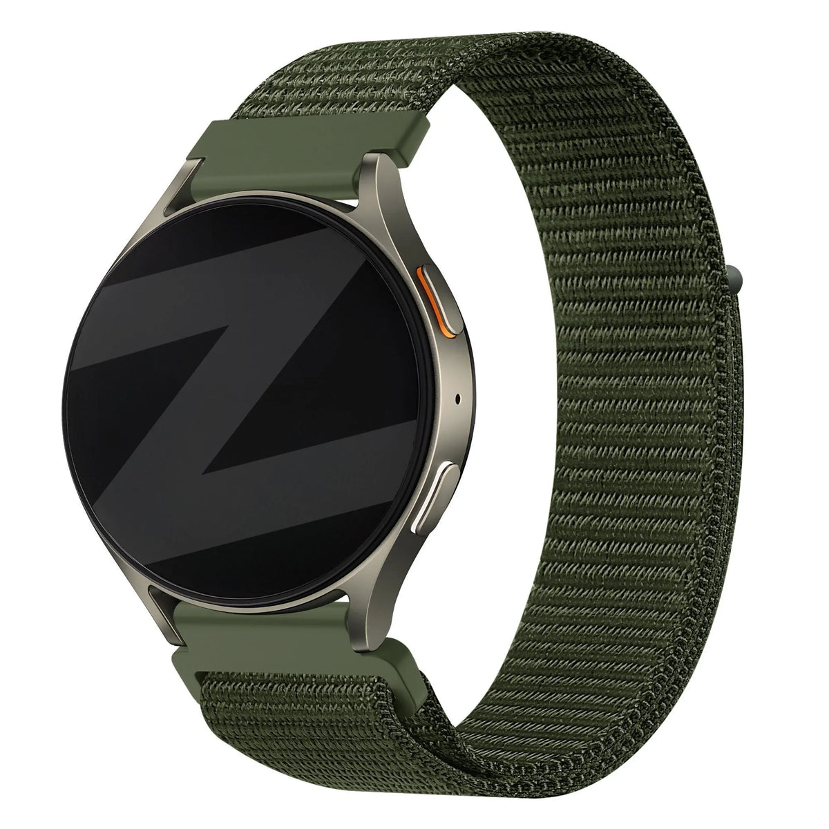 Nylon Strap 'Easy Fit', green, on a watch, 3/4 rear view