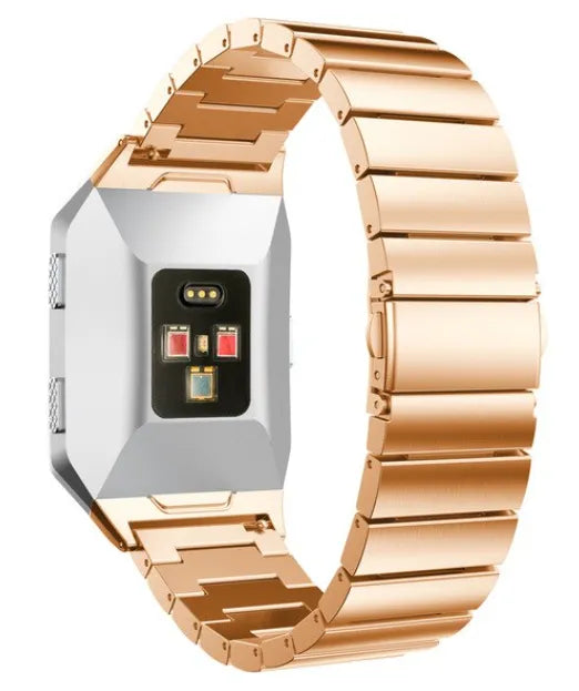 Metal Strap, rose gold, on a watch, 3/4 rear view