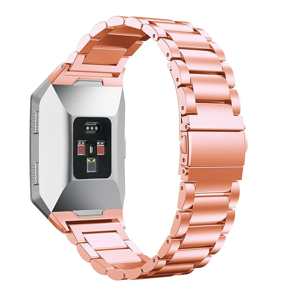 Steel Strap, rose gold, on a watch, 3/4 rear view
