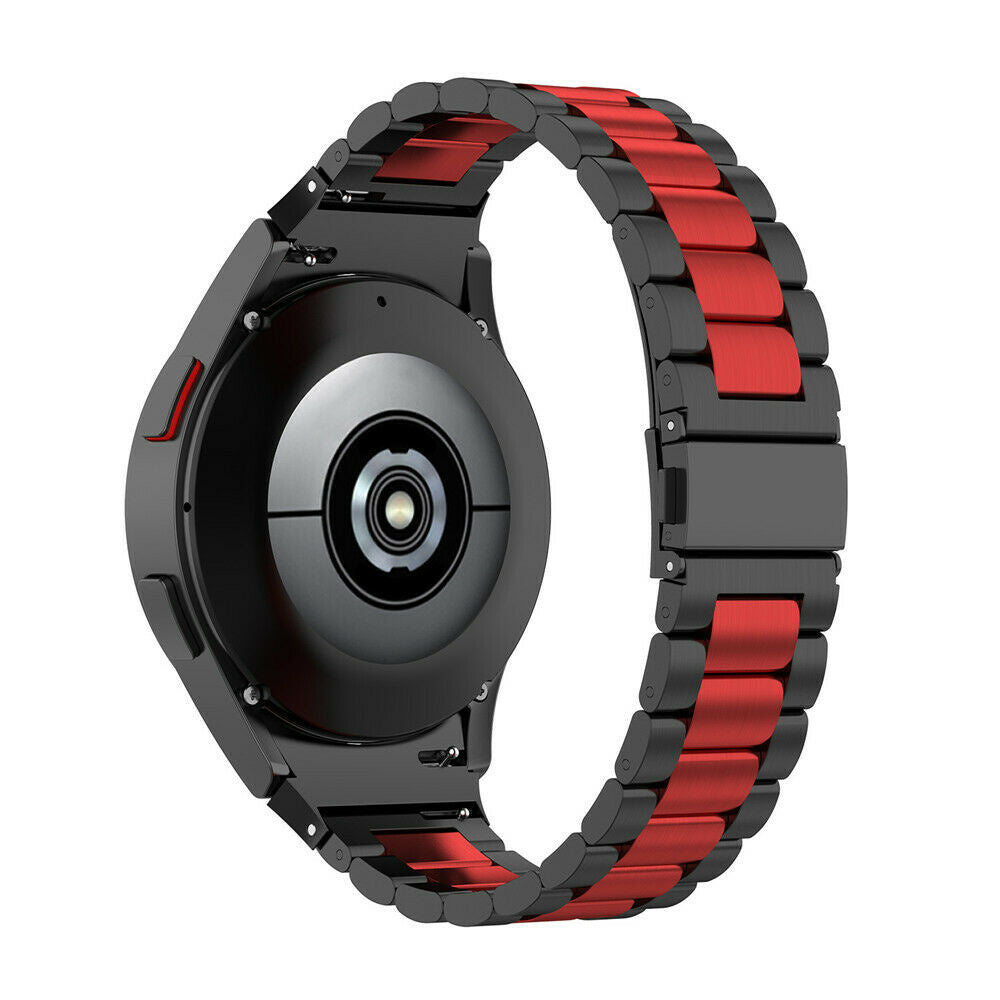 Steel Strap, black/red, on a watch, 3/4 rear view