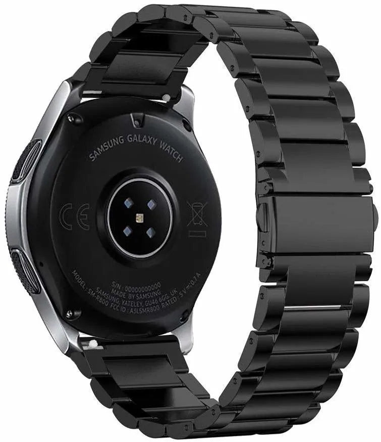 Steel Strap, black, on a watch, 3/4 rear view