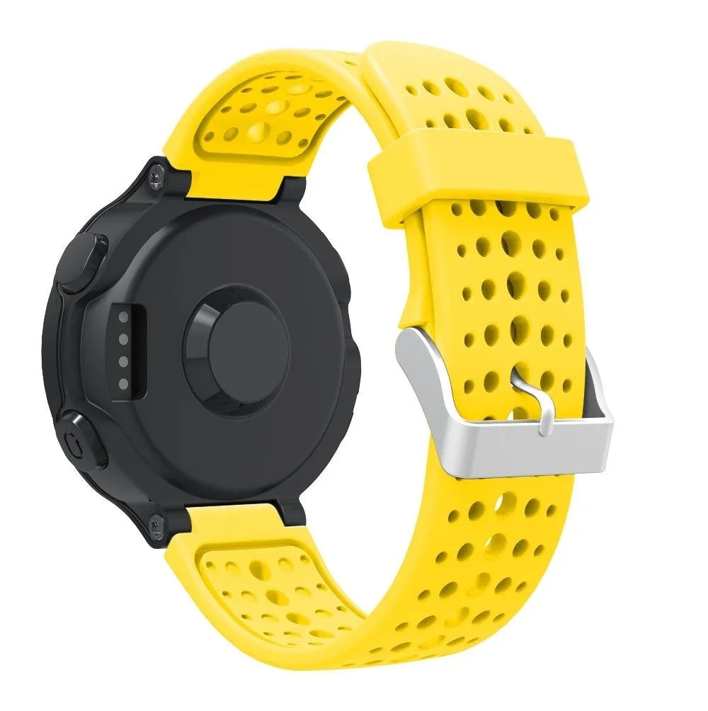 Silicone Strap, yellow, on a watch, 3/4 rear view