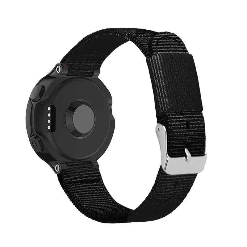 Nylon Buckle Strap, black, on a watch, 3/4 rear view