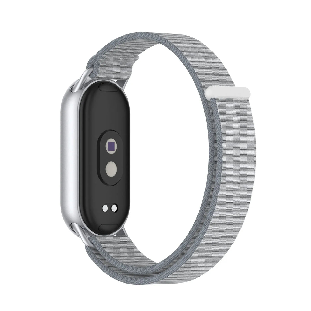 Modern Nylon Strap, grey, on a watch, 3/4 rear view