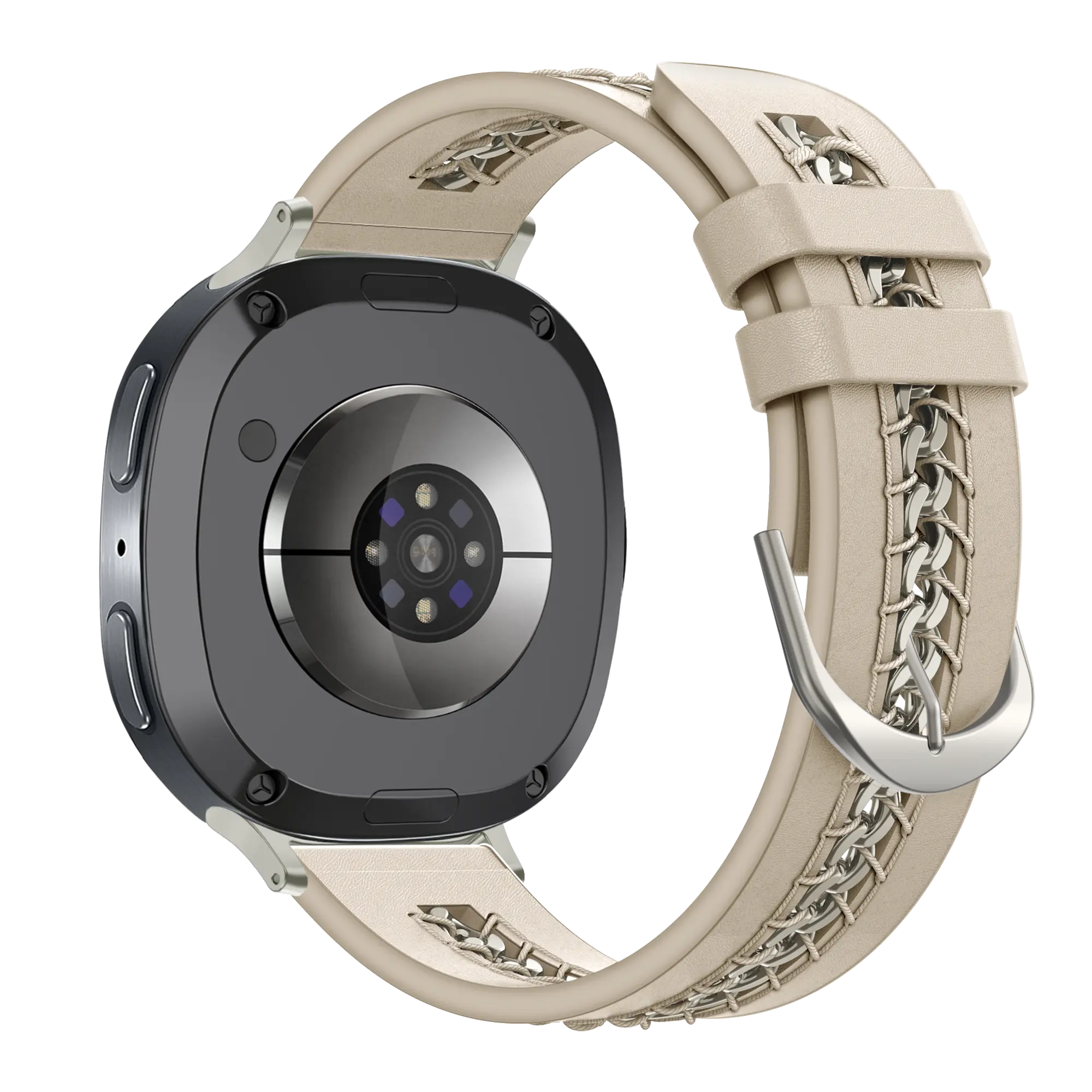 Bandz Bracelet cuir 'Chains' Samsung Galaxy Watch 9 - 44mm (beige)