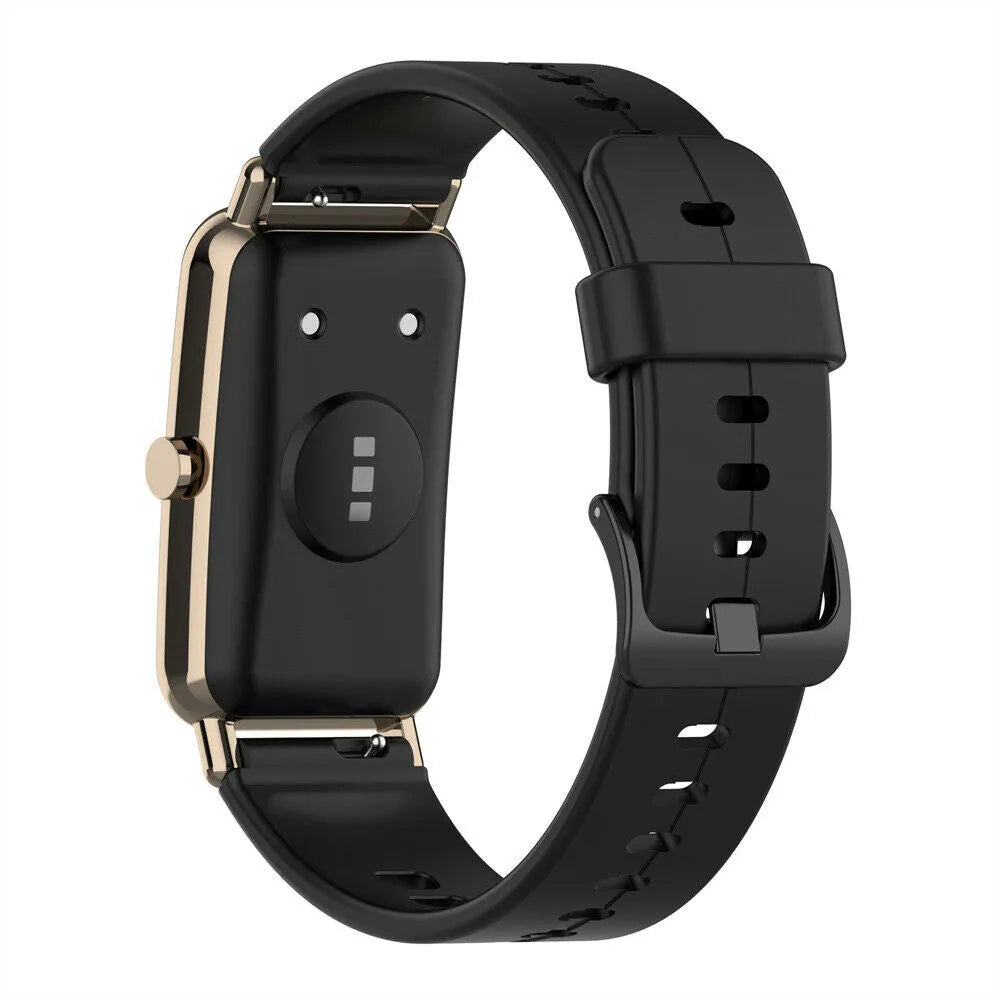 Silicone Strap, black, on a watch, 3/4 rear view
