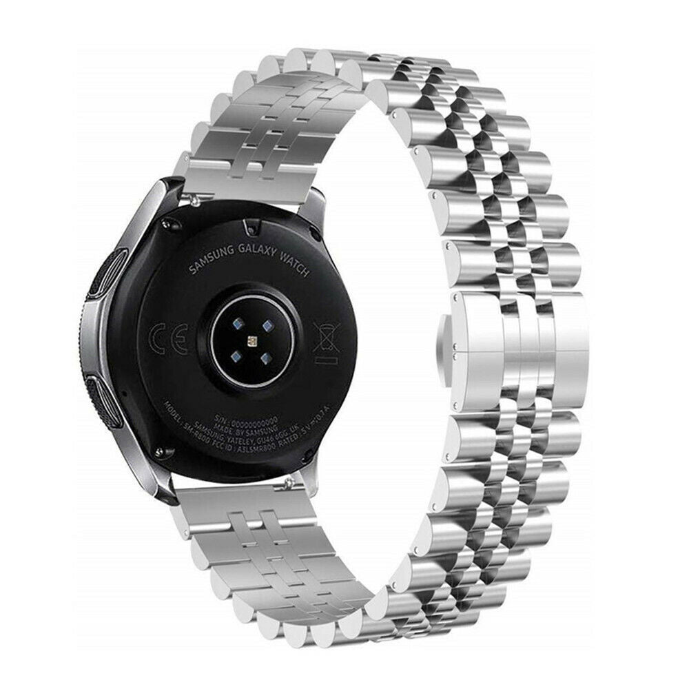 Jubilee Steel Strap, silver, on a watch, 3/4 rear view