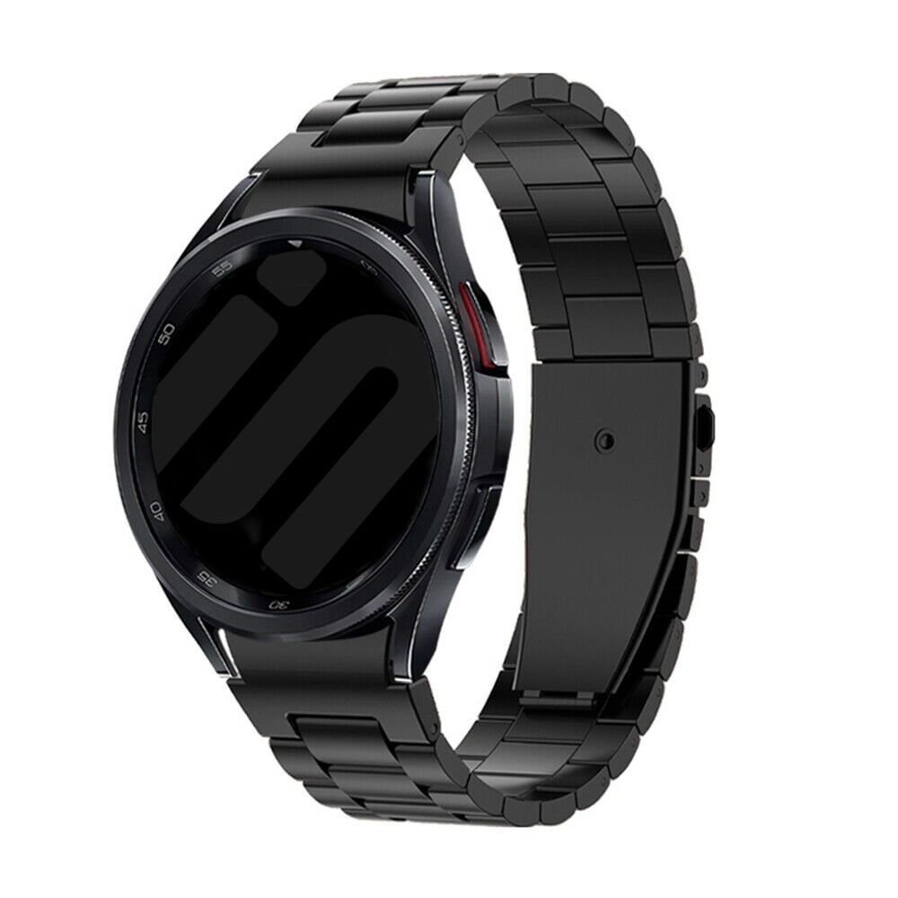 Steel Strap 'One Push', black, on a watch, 3/4 rear view