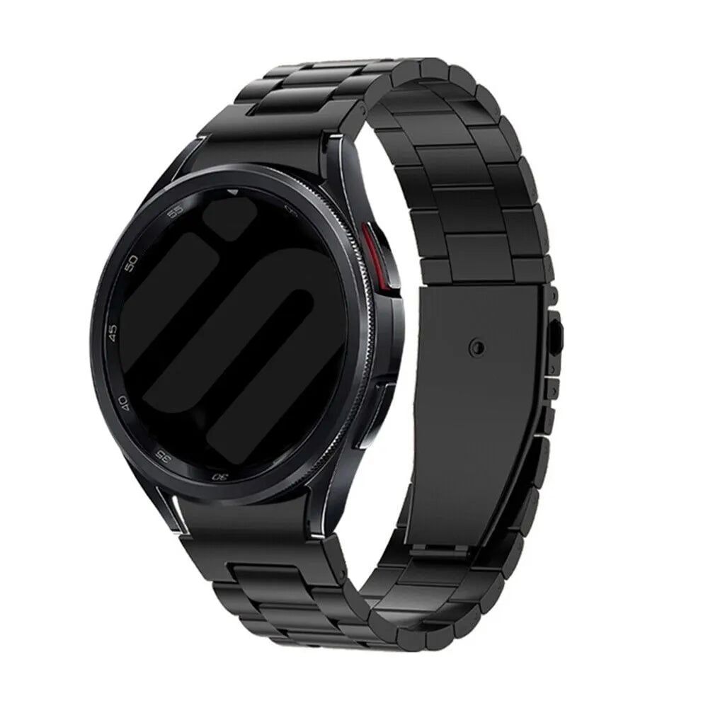 Steel Strap 'One Push', black, on a watch, 3/4 rear view