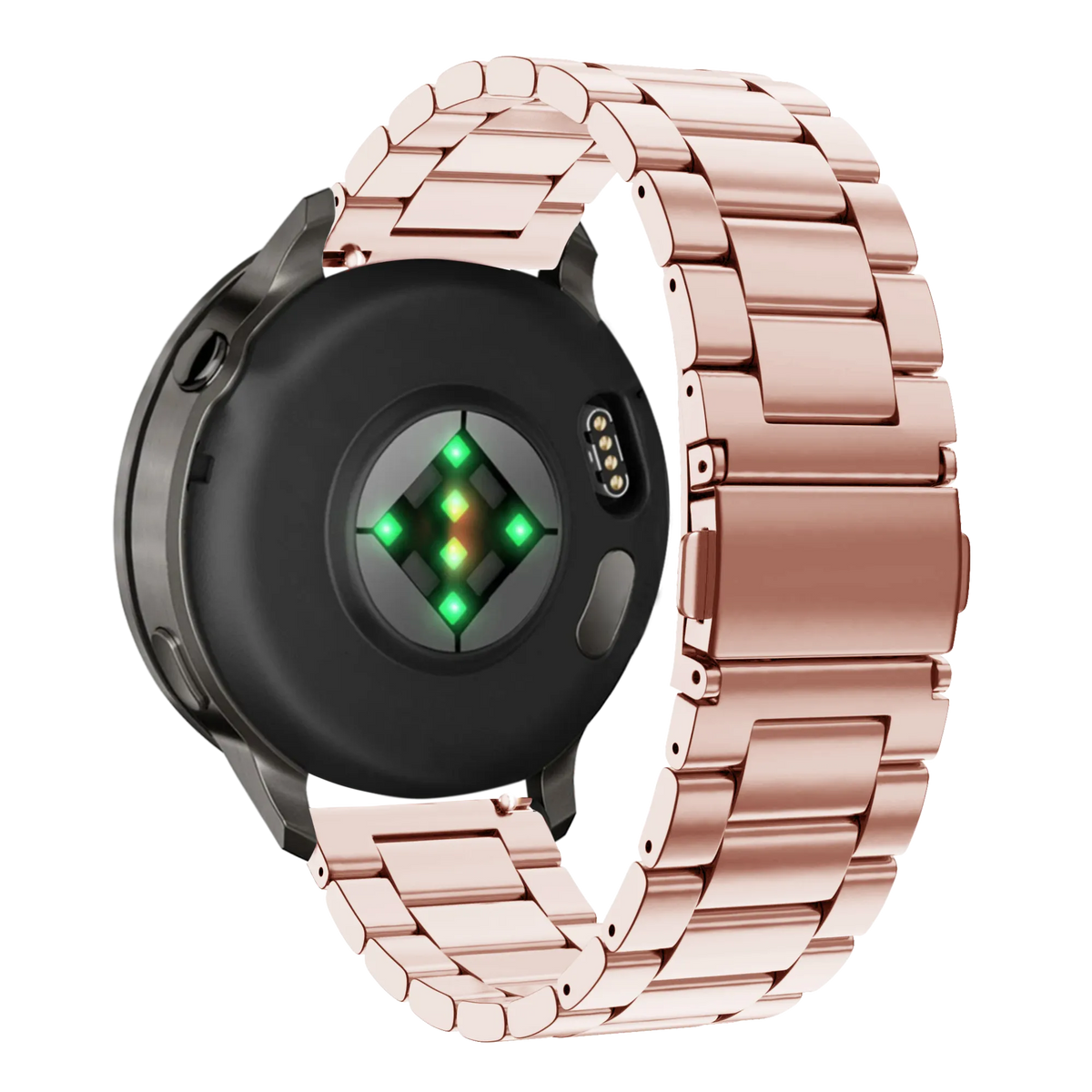 Steel Strap 'Classic', pink, on a watch, 3/4 rear view