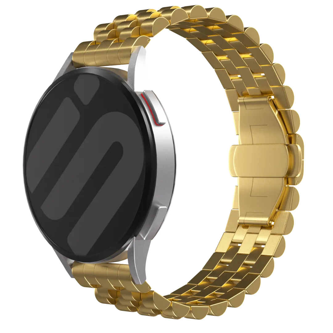 Jubilee Steel Strap, gold, on a watch, 3/4 rear view