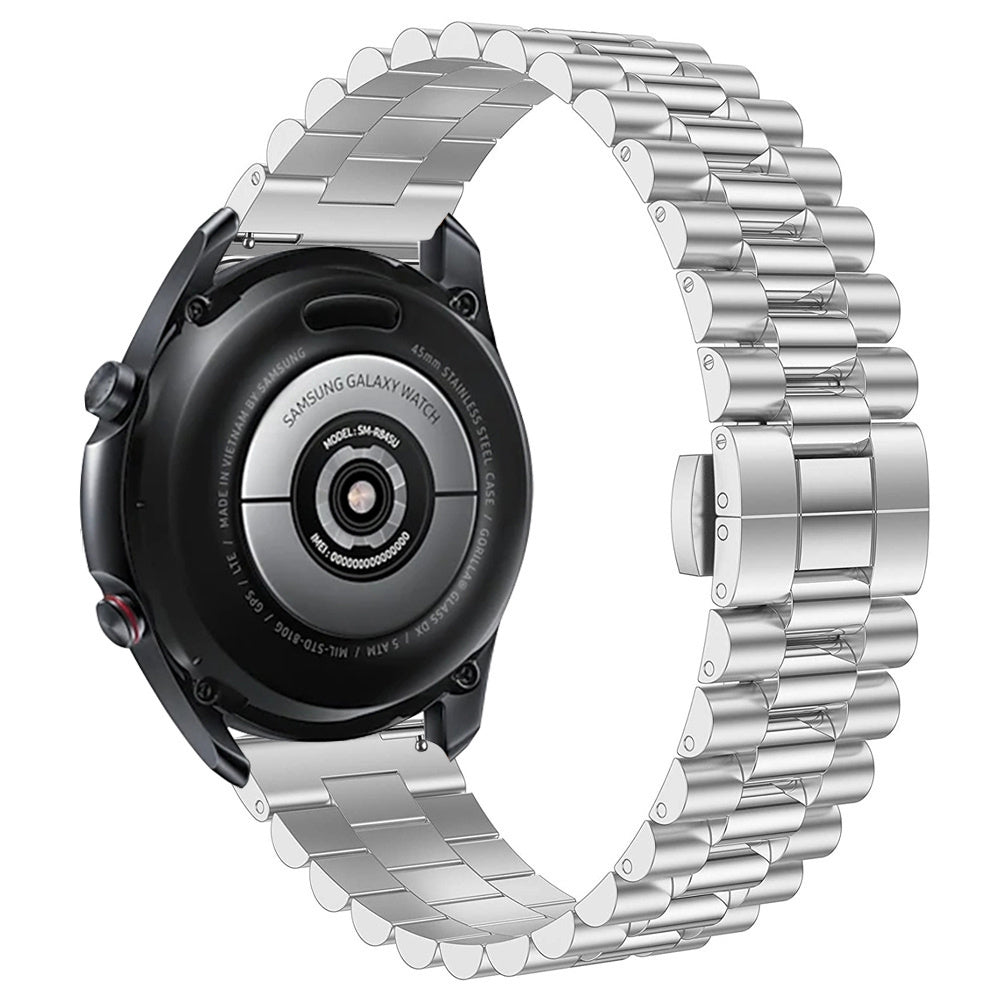 Presidential Steel Strap, silver, on a watch, 3/4 rear view