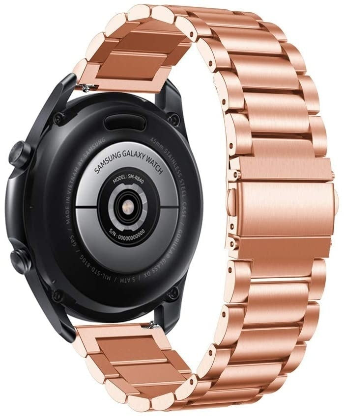 Steel Strap, rose gold, on a watch, 3/4 rear view