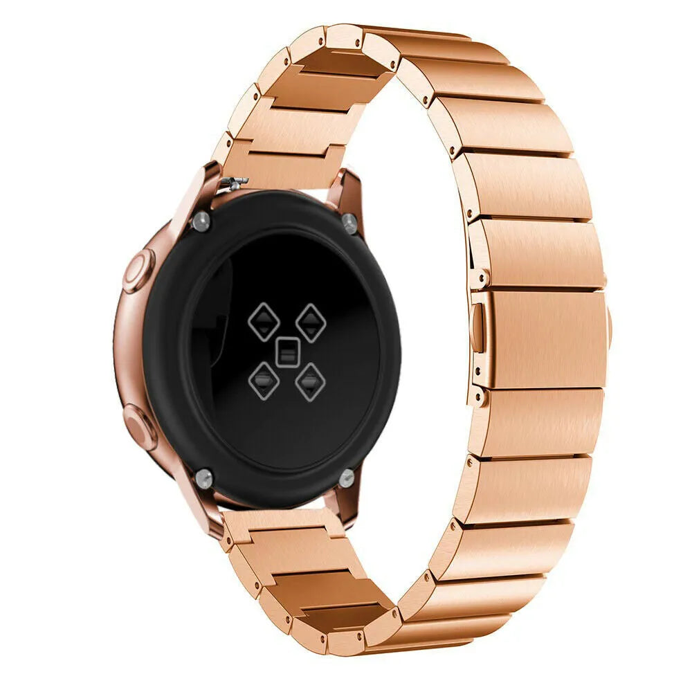 Premium Metal Strap, rose gold, on a watch, 3/4 rear view