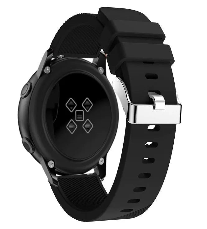 Twill Silicone Strap, black, on a watch, 3/4 rear view