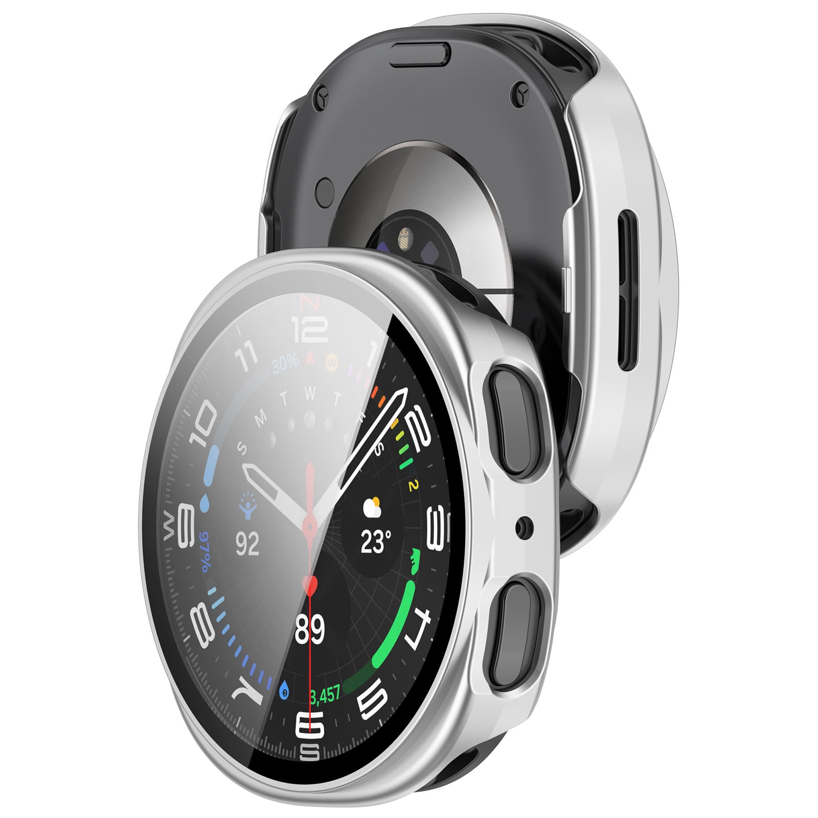 Samsung Galaxy Watch 8 - 44mm Hardcase mit Glas (Silber)