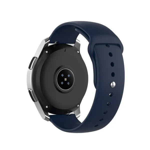Silicone Sport Strap, dark blue, on a watch, 3/4 rear view
