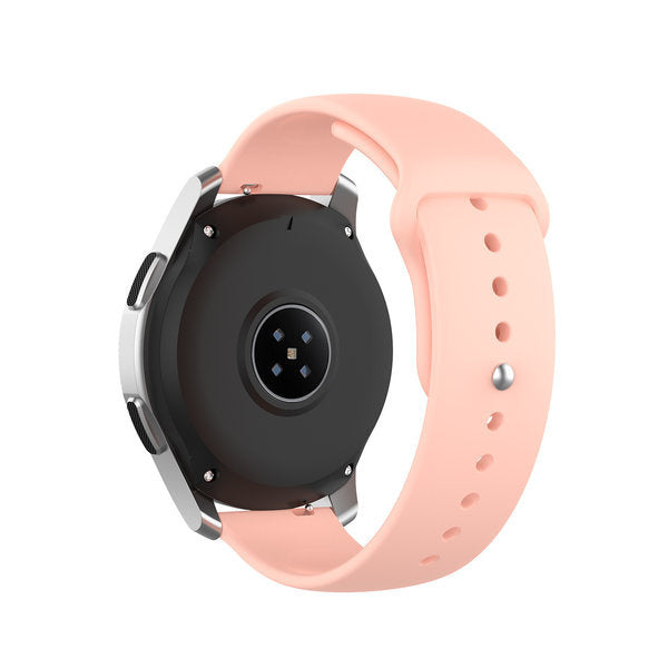 Silicone Sport Strap, pink, on a watch, 3/4 rear view