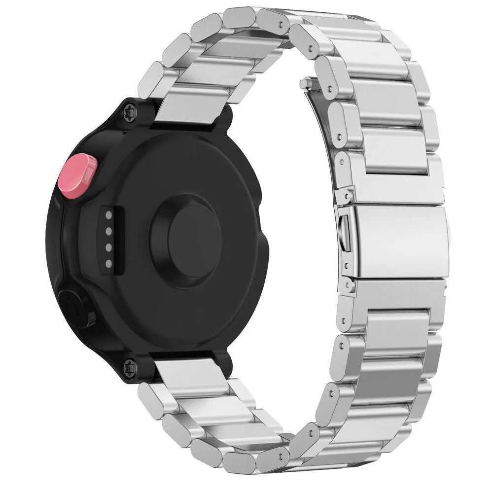 Steel Strap, silver, on a watch, 3/4 rear view
