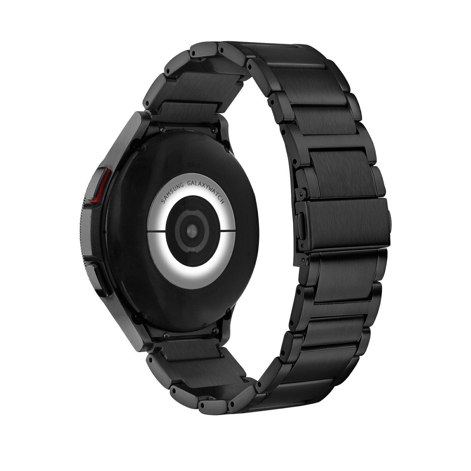 Titanium Strap, black, on a watch, 3/4 rear view