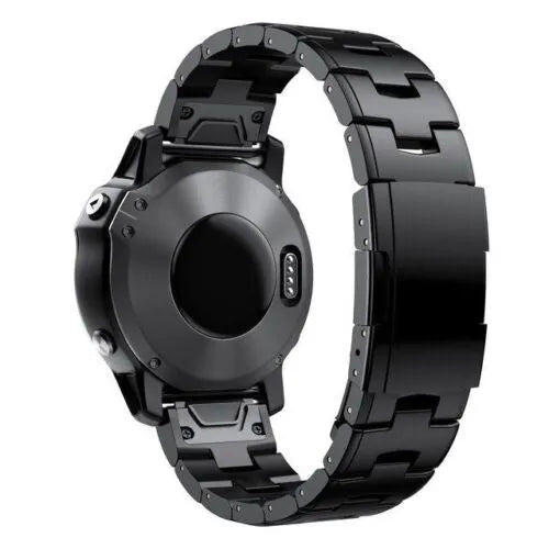 Titanium Strap, black, on a watch, 3/4 rear view