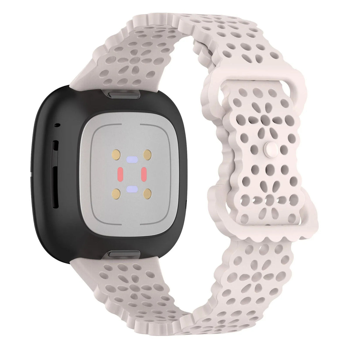 Patterned Silicone Strap, on a watch, 3/4 rear view