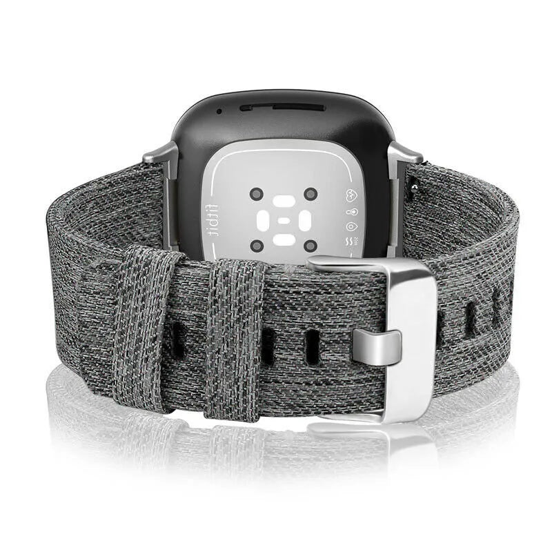 Nylon Canvas Strap, grey, on a watch, 3/4 rear view