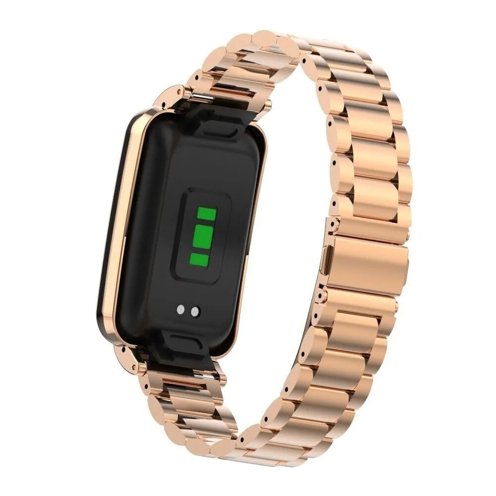 Steel Strap, rose gold, on a watch, 3/4 rear view