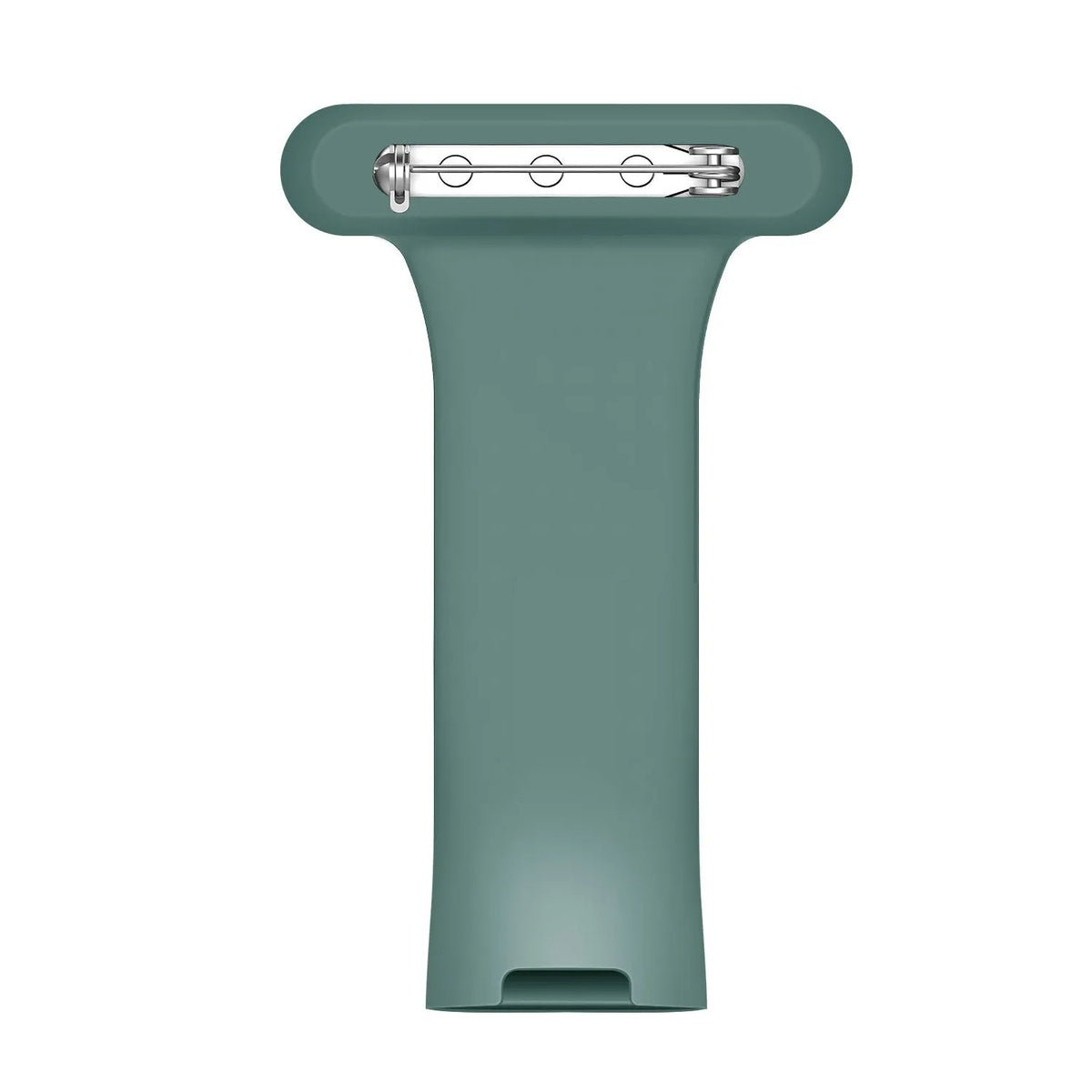 Silicone Nurse Fob, green, on a watch, direct front view