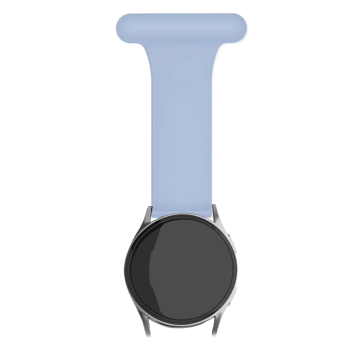 Silicone Nurse Fob, light blue, on a watch, direct front view