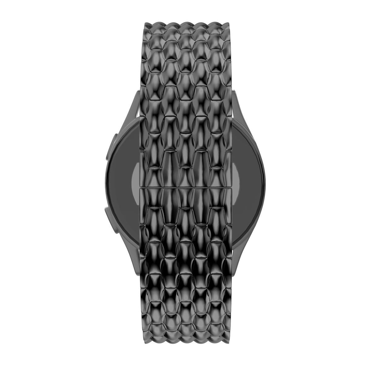 Steel Strap 'Dragon', black, on a watch, direct front view