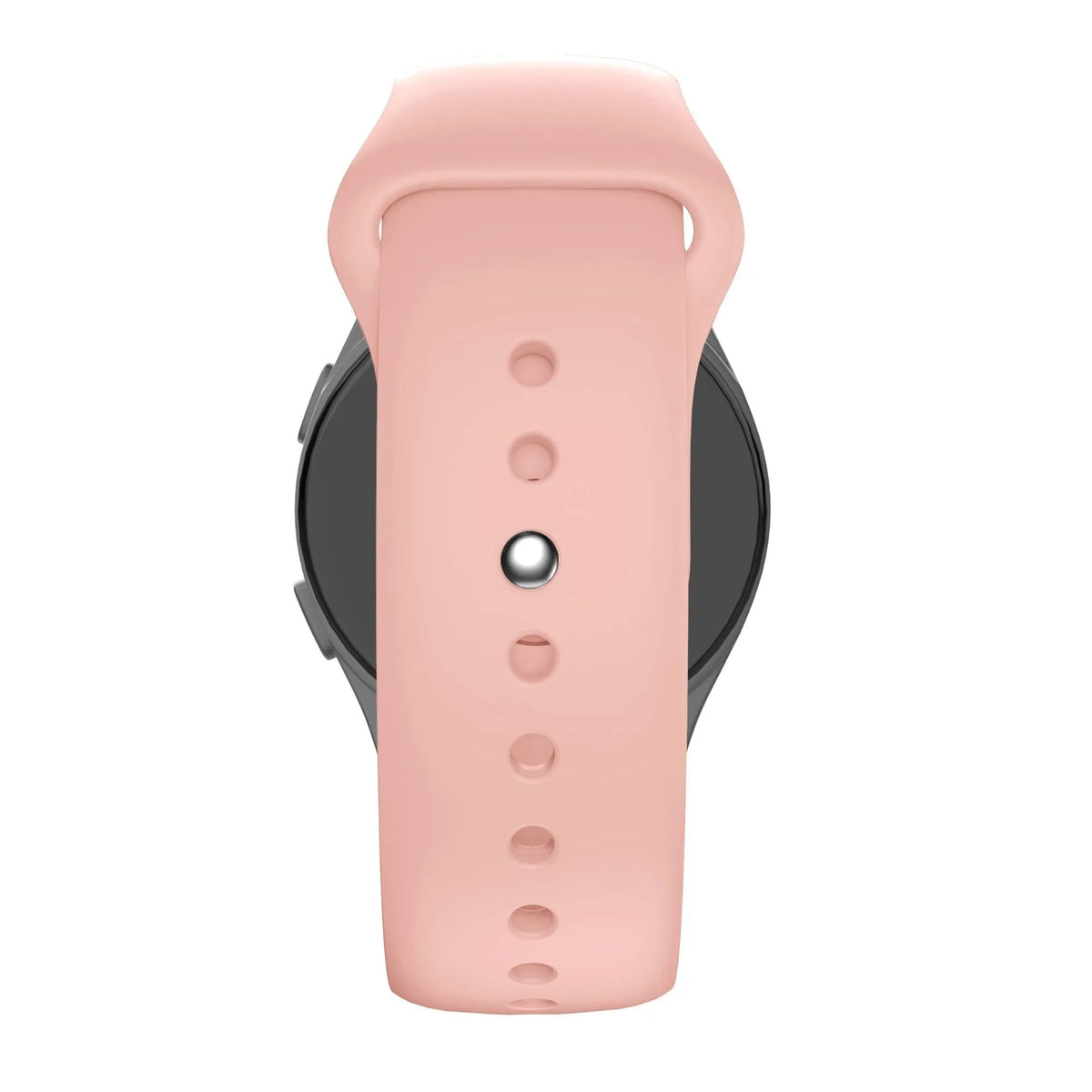 Silicone Sport Strap 'Deluxe', light pink, on a watch, direct front view