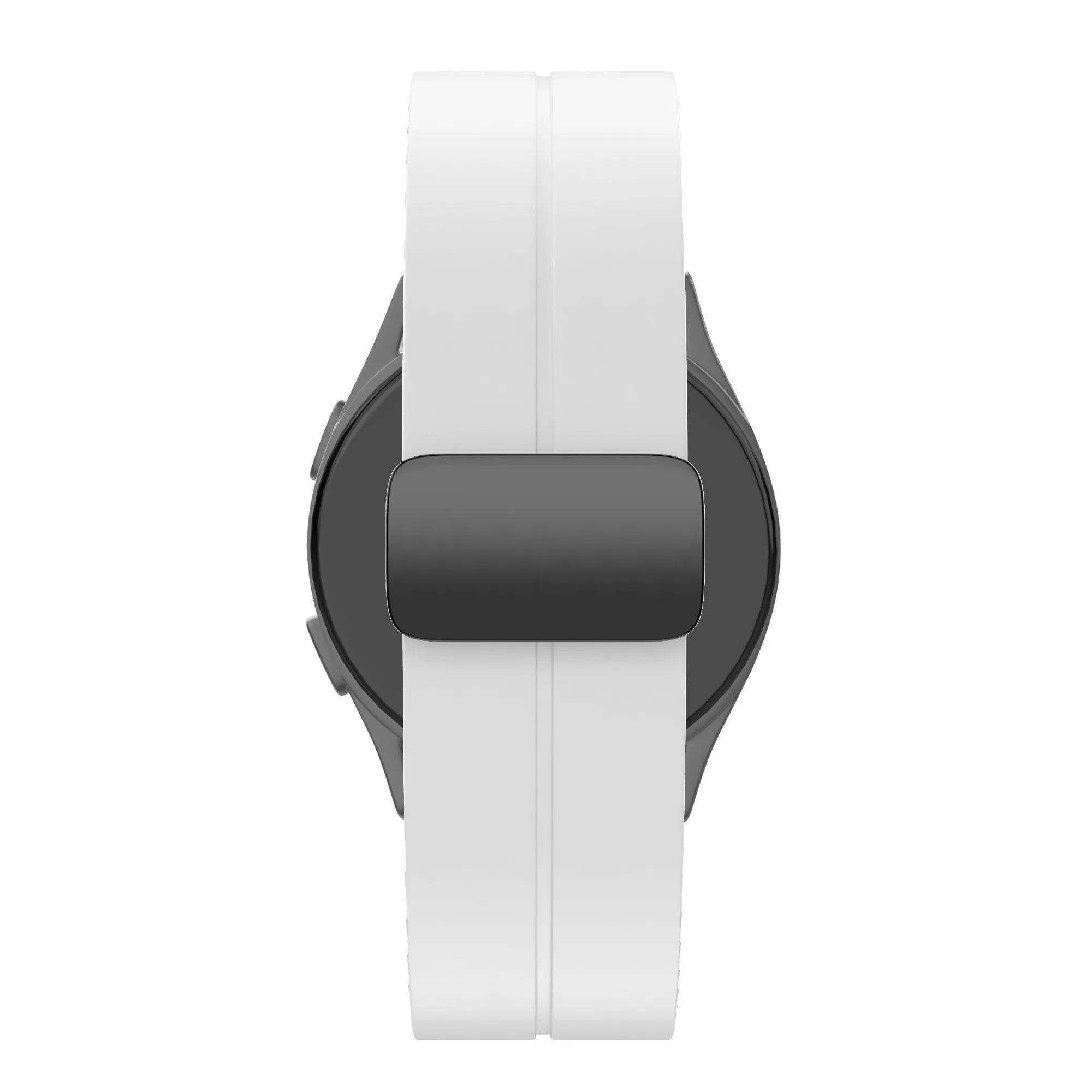 D-Buckle Silicone Strap, white, on a watch, direct front view