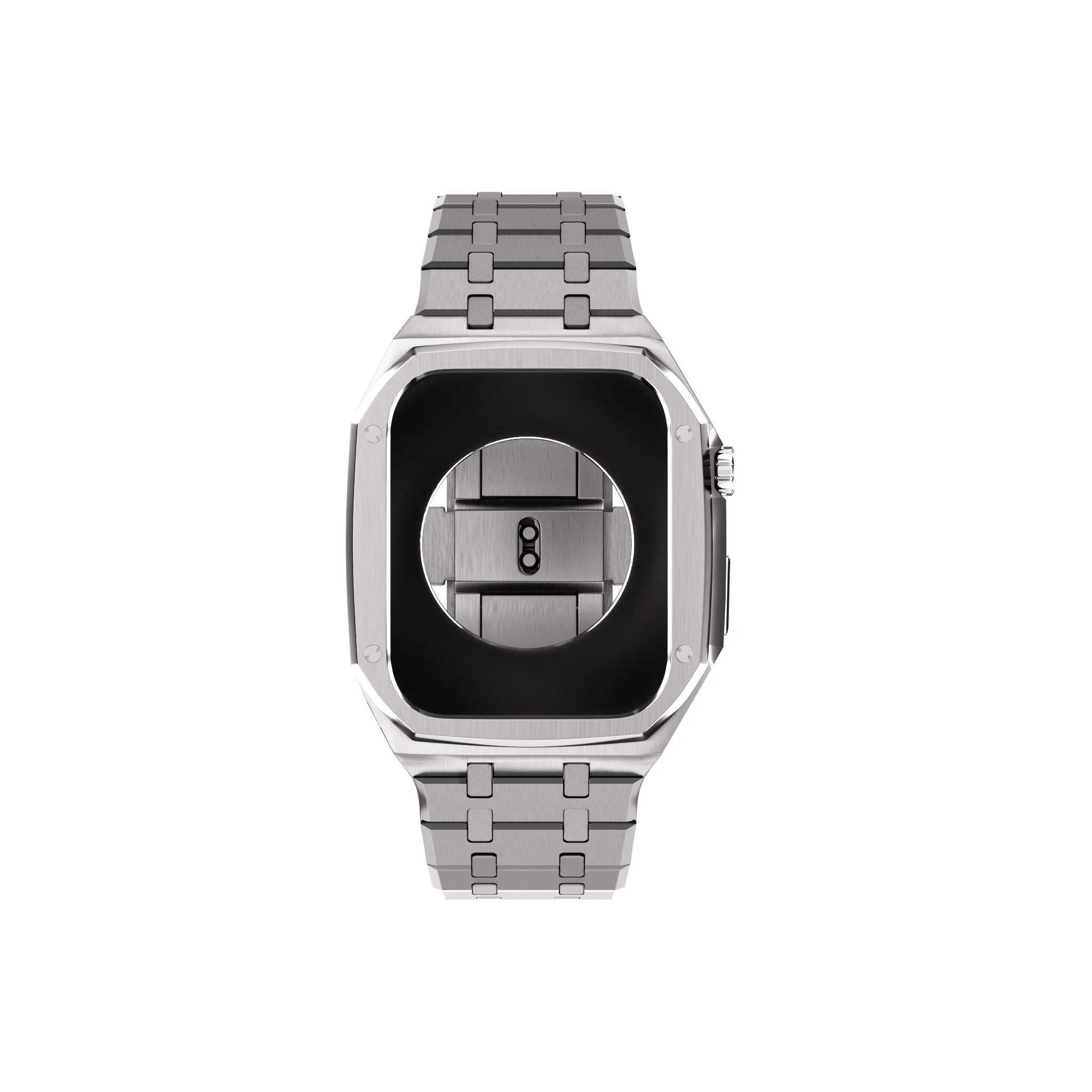 Reqior Apple Watch 45mm Kast met Stalen Band (Zilver)
