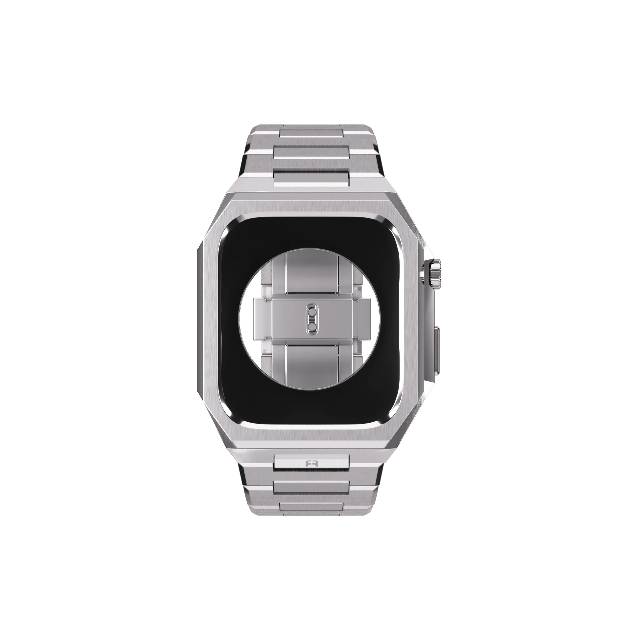 Reqior Apple Watch 45mm case met stalen band 'Nautilus' (zilver)