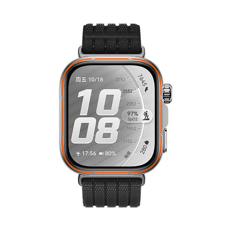 Ultra Thin Nylon Strap, black, on a watch, direct front view